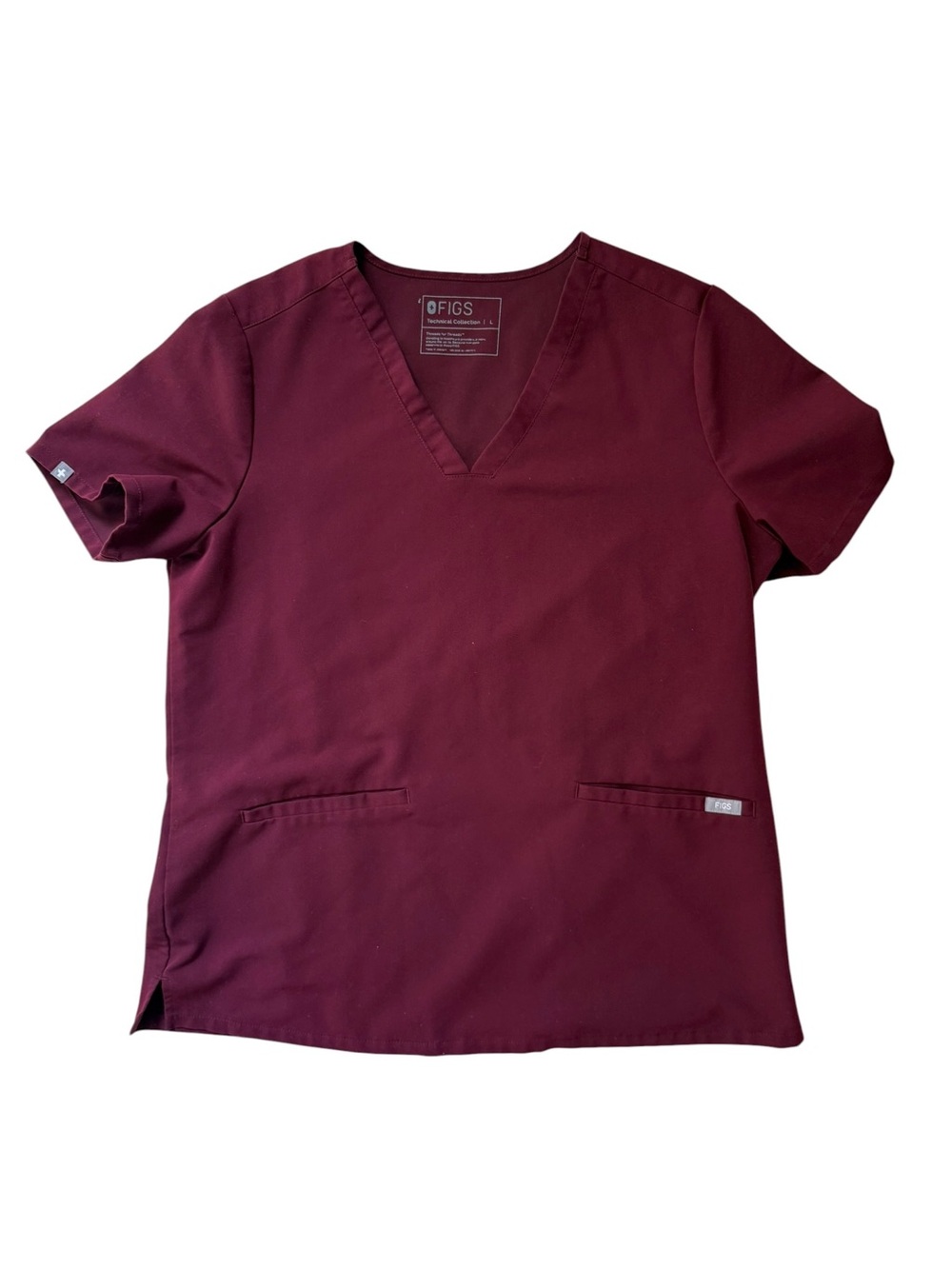 Figs V-Neck Scrub Top in Burgundy Large